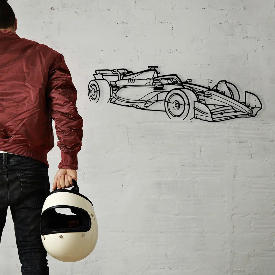 Precision-cut F1 silhouette showcasing sleek lines and aerodynamic details.