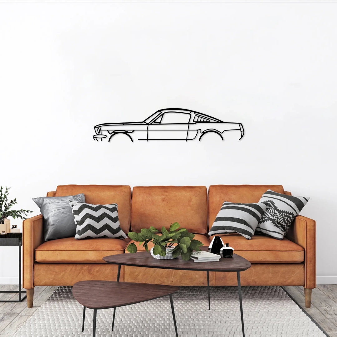 66 Mustang Fastback Silhouette Wall Art - BrossHome Metal Wall Art