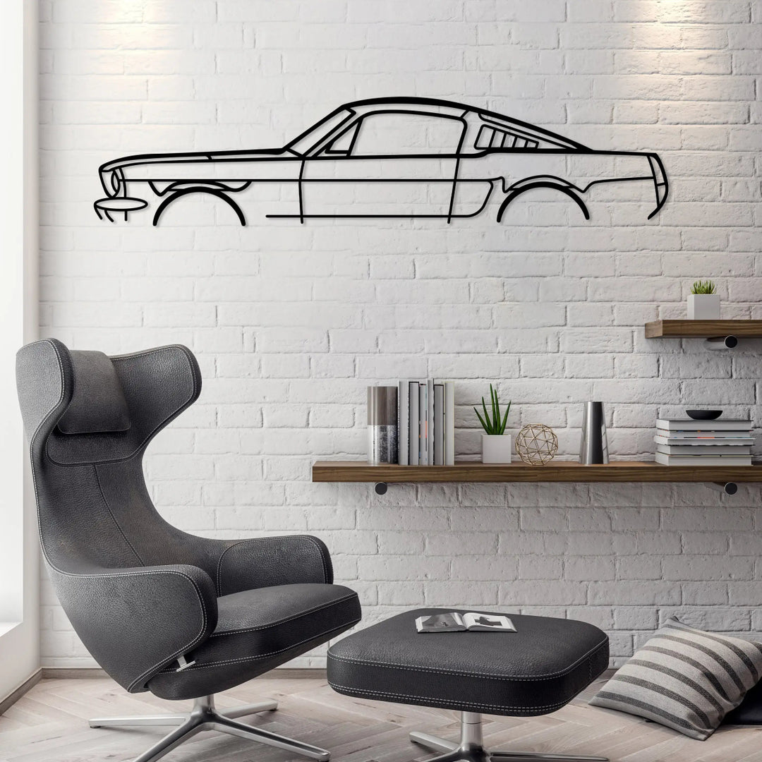 66 Mustang Fastback Silhouette Wall Art - BrossHome Metal Wall Art