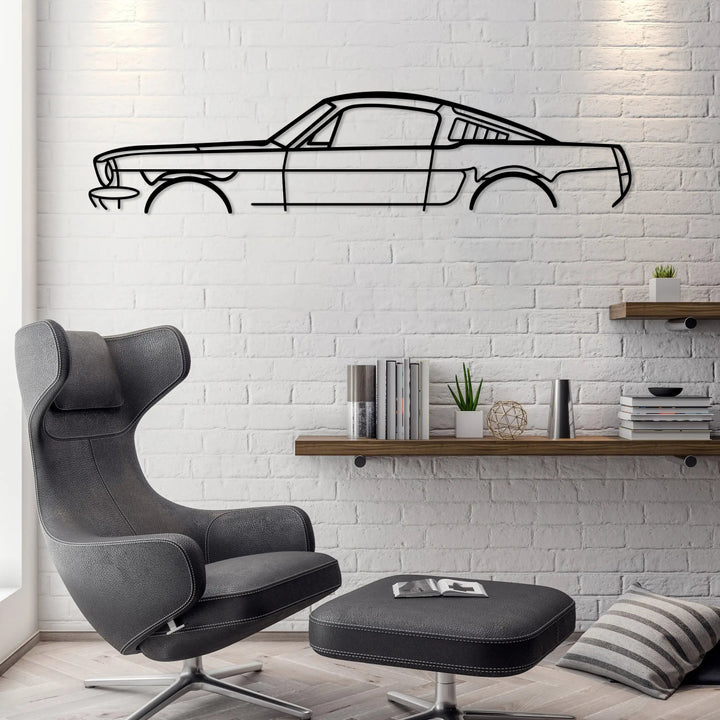 66 Mustang Fastback Silhouette Wall Art - BrossHome Metal Wall Art