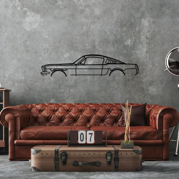 66 Mustang Fastback Silhouette Wall Art - BrossHome Metal Wall Art