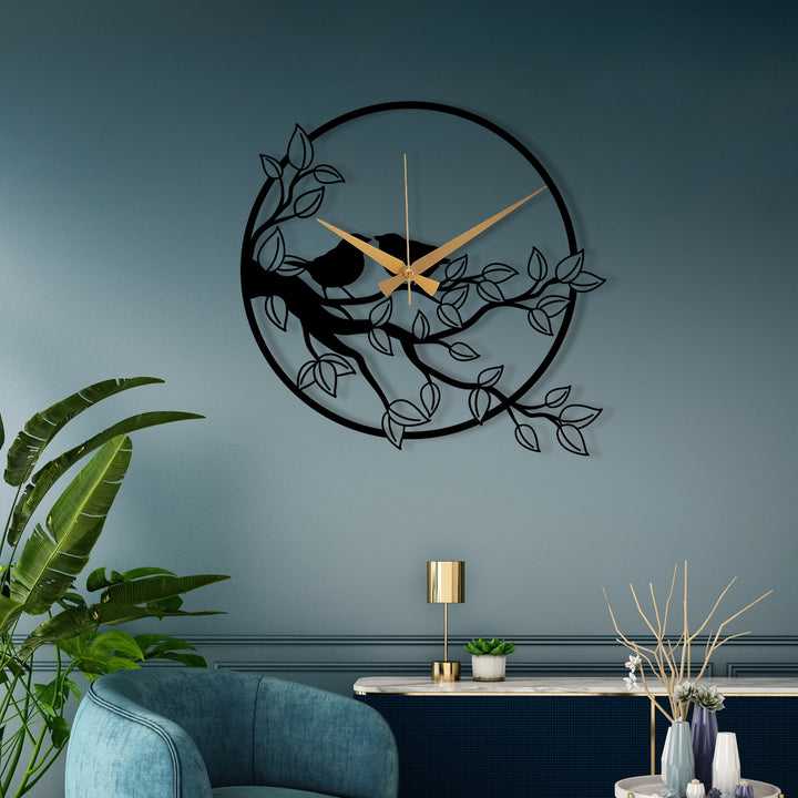 METAL WALL CLOCK WITH BRANCH DETAILED