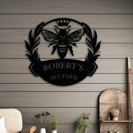 Personalized Queen Bee Sign - custom farm decor with a charming bee design for any garden space.