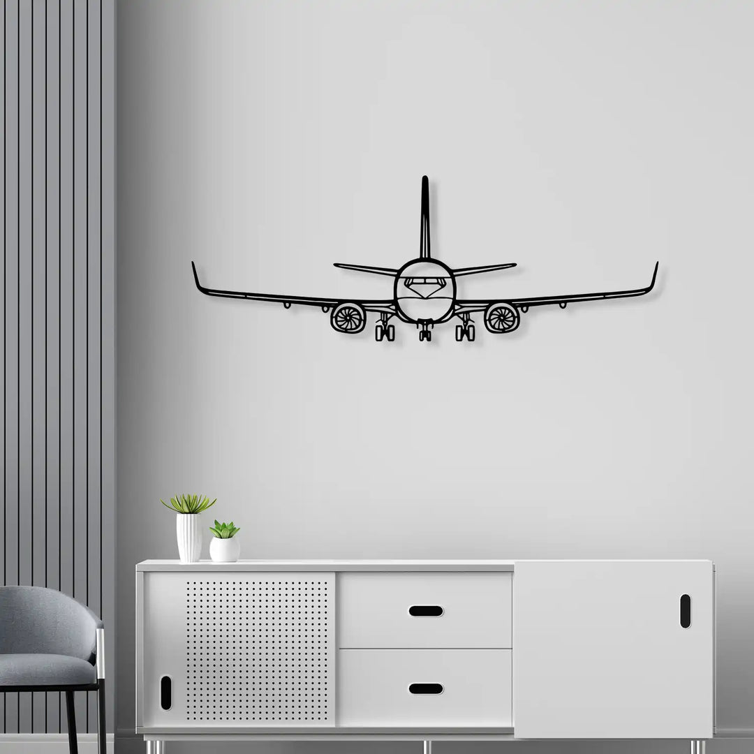 Commercial airplane decor featuring detailed engine and wing structure.