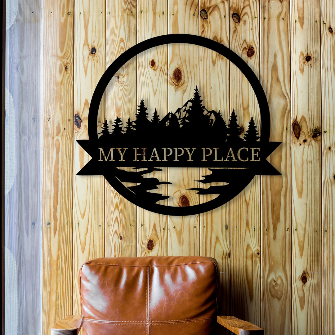 Happy Place Metal Garden Sign Decor