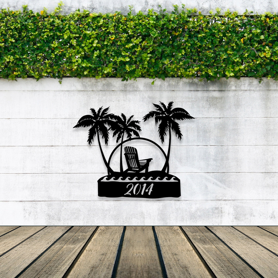 Tropical Palm Metal Garden Sign