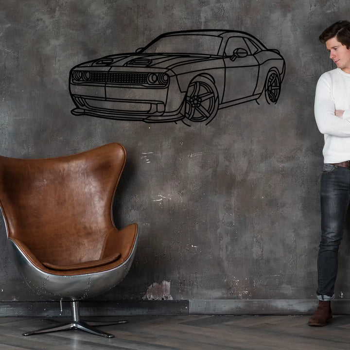 Precision-cut Dodge Challenger silhouette enhancing a minimal interior.