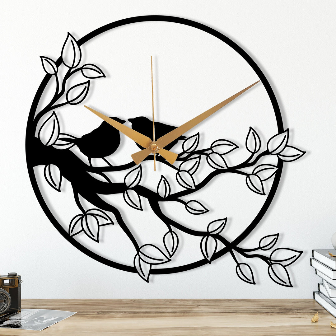 METAL WALL CLOCK WITH BRANCH DETAILED