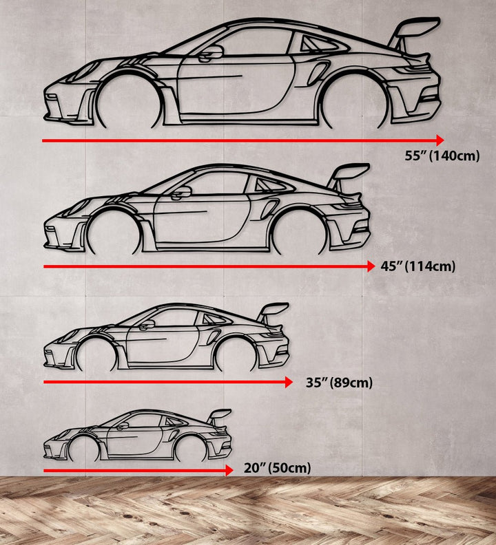 911 GT3 RS 992 - Metal Car Silhouette Wall Art - BrossHome Metal Wall Art