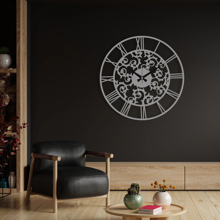 STYLISH EMBROIDERED METAL WALL CLOCK - 8