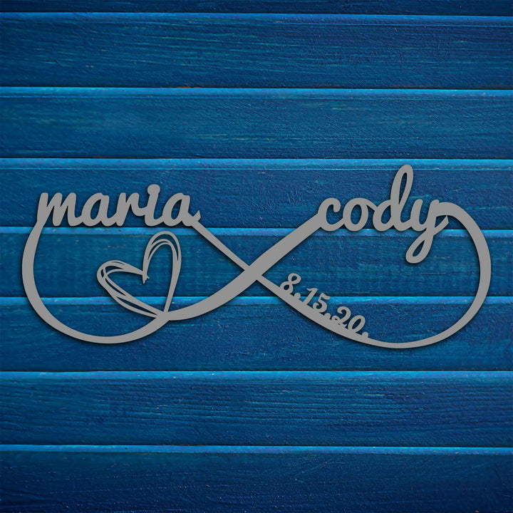 Infinity Symbol with Names Metal Wall Sign