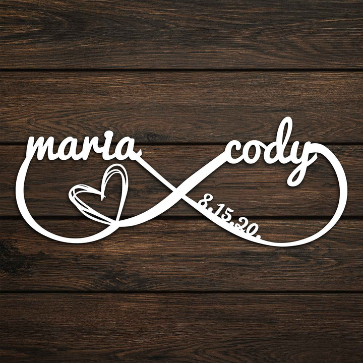 Infinity Symbol with Names Metal Wall Sign