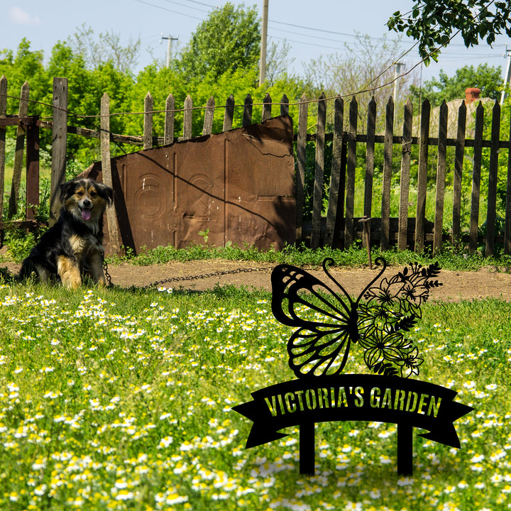 Butterfly Stake Metal Garden Sign