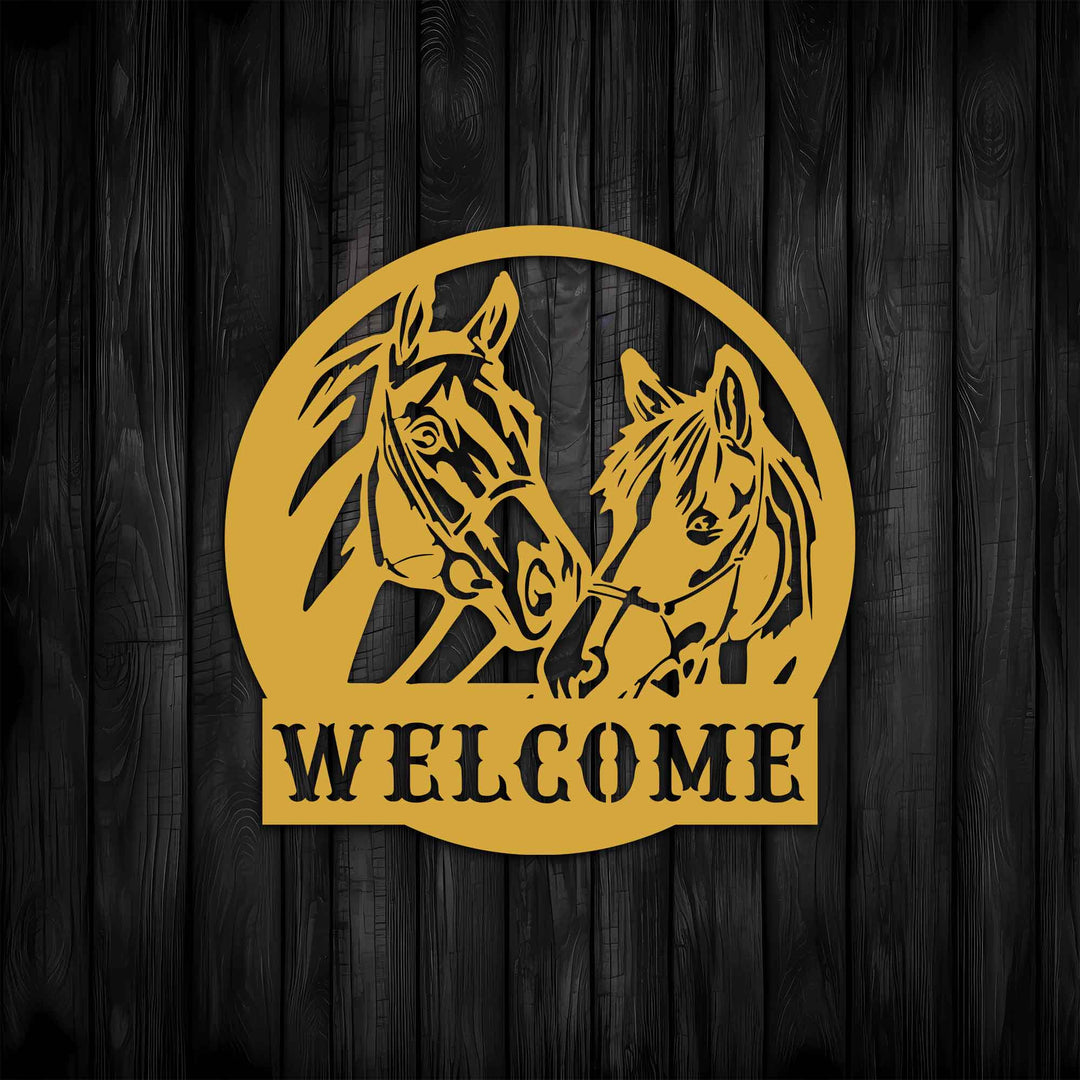 Welcome Horse Metal Garden Sign