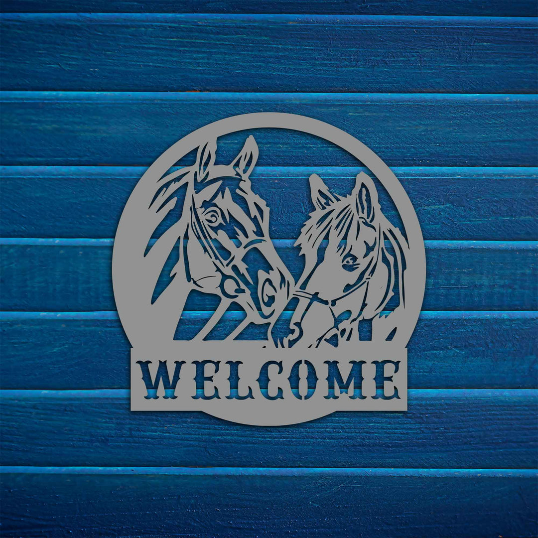 Welcome Horse Metal Garden Sign