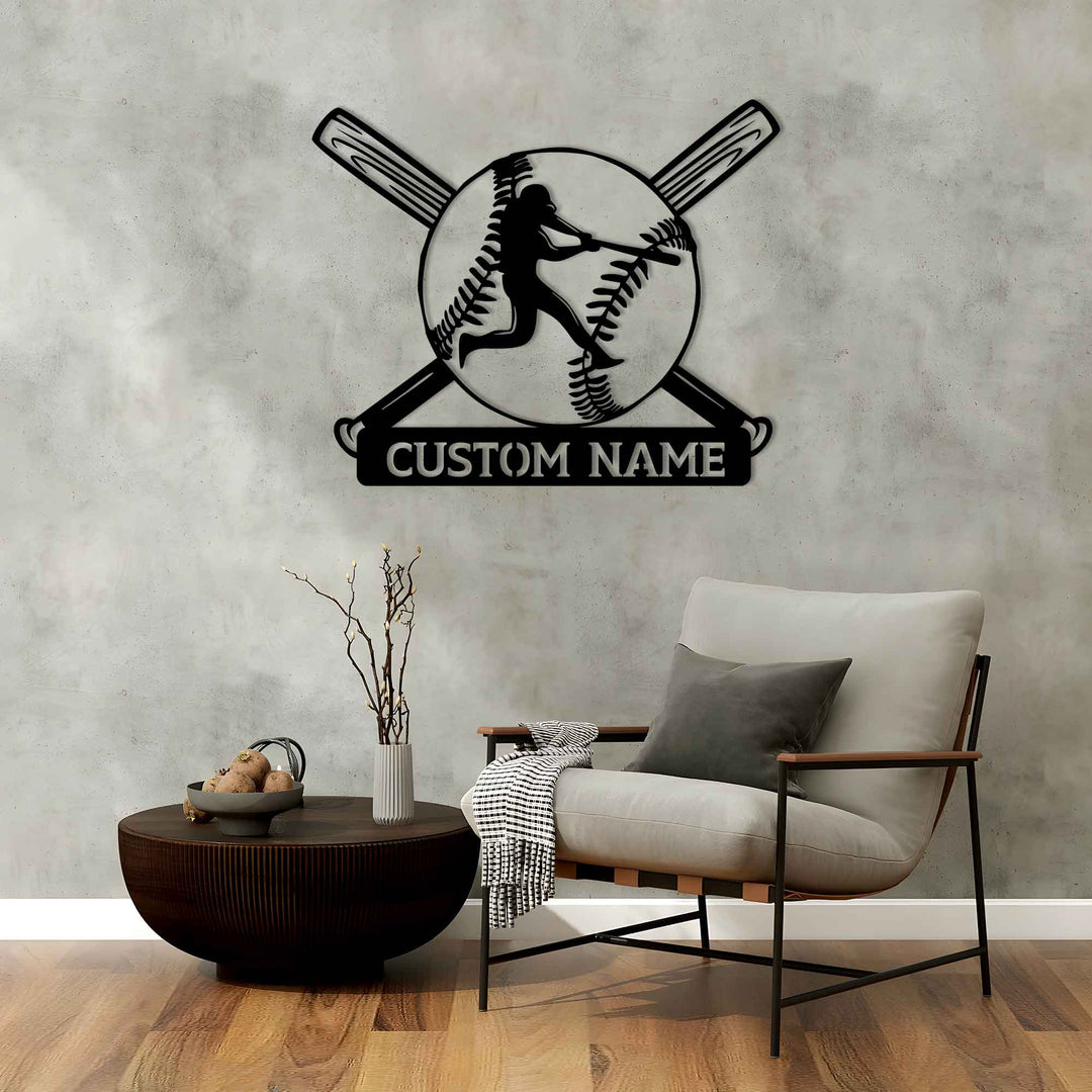 Personalized Metal Baseball Wall Art
