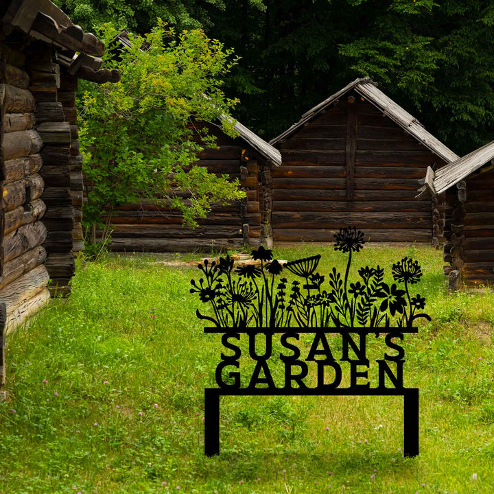 Flowery Custom Stake Metal Garden Sign