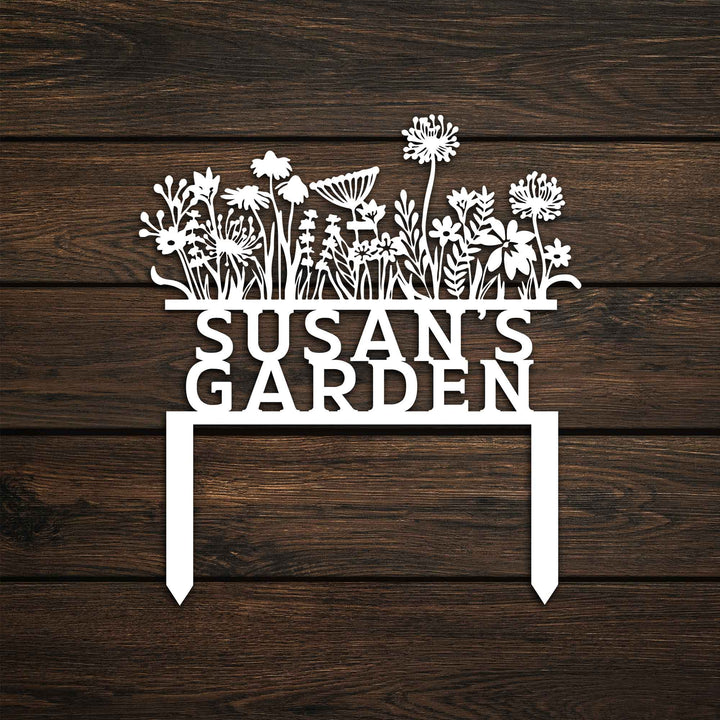 Flowery Custom Stake Metal Garden Sign