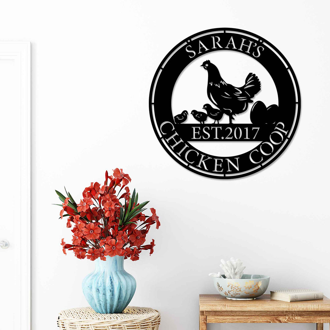 Chicken Custom Metal Garden Sign Wall Art Decor