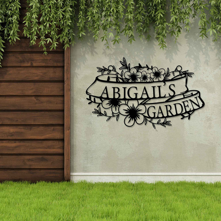 Custom Metal Garden Sign with Flower Design