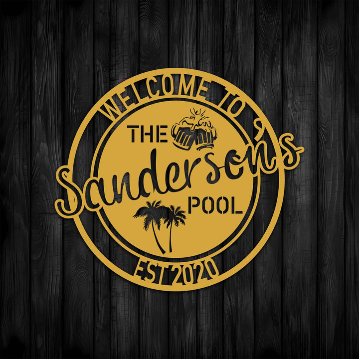 Beer Pool Metal Garden Sign