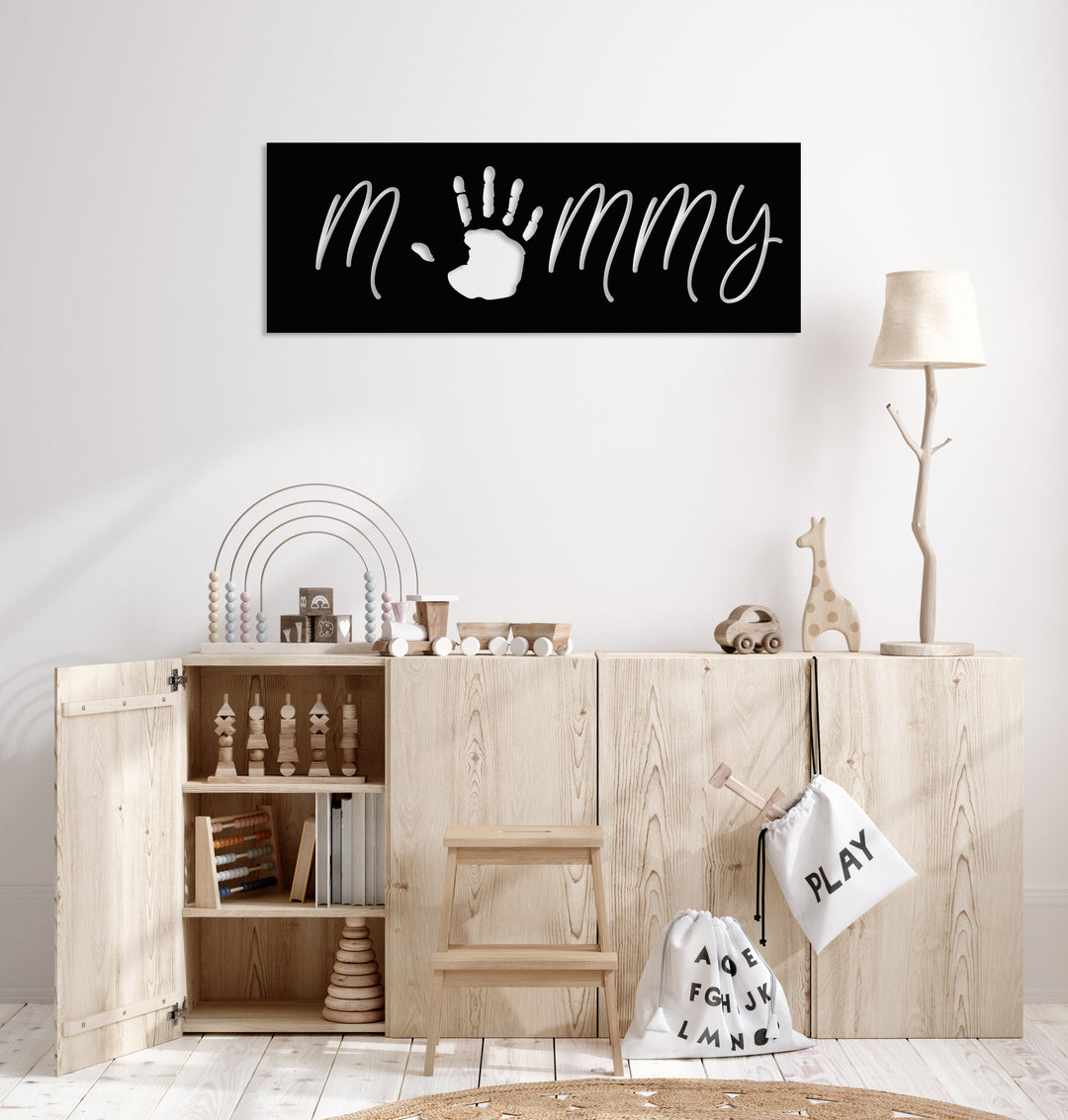 Baby Hand Print with Mommy Word Metal Wall Art