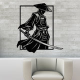 Black metal samurai silhouette wall decor for gamers.