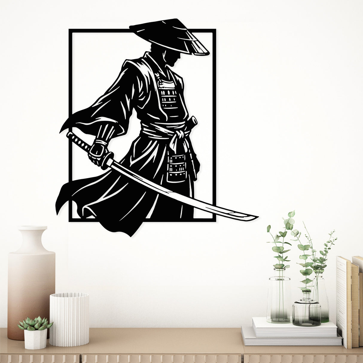 Japanese warrior metal wall art as a unique gift for him.