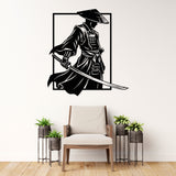 Modern steel samurai art for home office and bedroom wall.