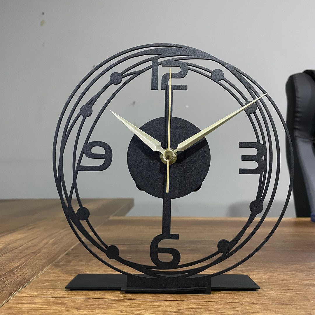 Large Modern Black Table Clock - With Large Hour Hands - 3