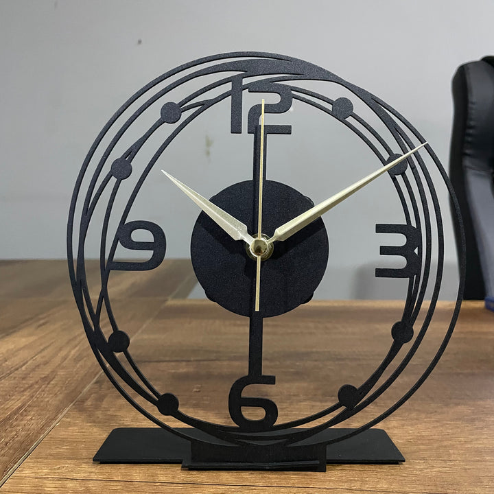 Large Modern Black Table Clock - With Large Hour Hands - 1