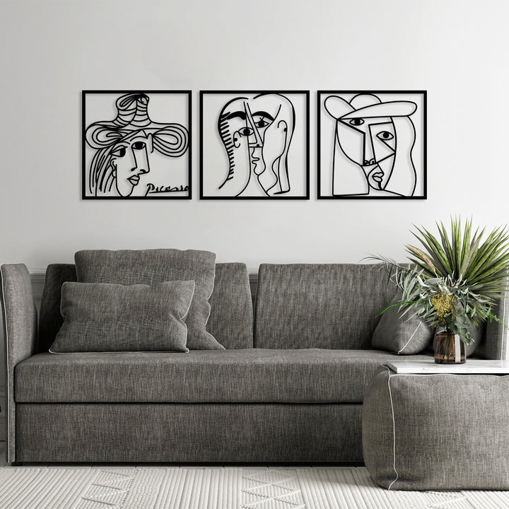 Picasso Faces Metal Wall Art (Set of 3)