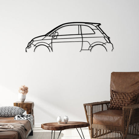Abarth 595 Car Silhouette Wall Art - BrossHome Metal Wall Art
