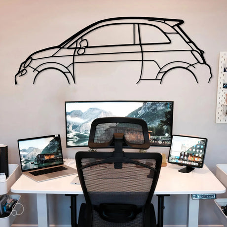 Abarth 595 Car Silhouette Wall Art - BrossHome Metal Wall Art