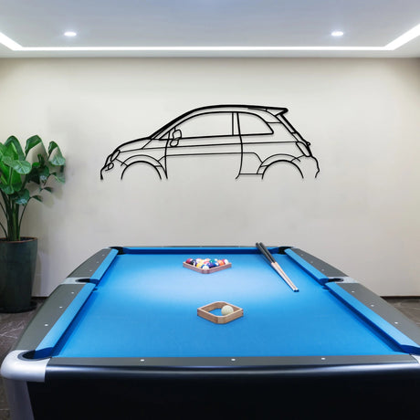 Abarth 595 Car Silhouette Wall Art - BrossHome Metal Wall Art