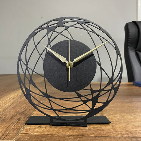 Abstract Artistic Tabletop Clock With Intricate Design - BrossHome Metal Wall Art