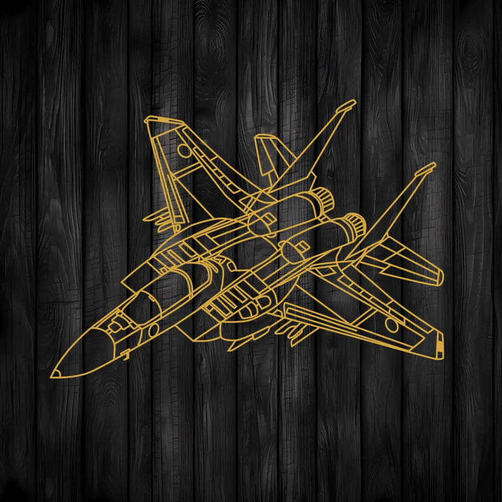 Air Force Jet Wireframe Metal Wall Art - BrossHome Metal Wall Art