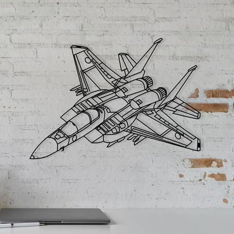 Air Force Jet Wireframe Metal Wall Art - BrossHome Metal Wall Art