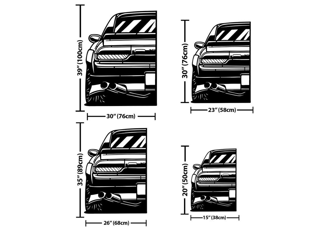 180 SX S13 Car Silhouette Metal Wall Art (Rear View)