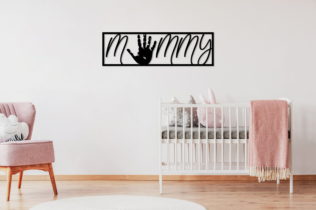 Baby Hand Print with Mommy Word Metal Wall Art