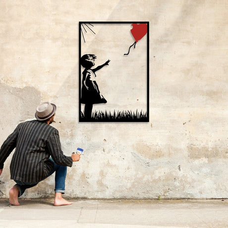 Banksy Girl with Balloon Metal Wall Art - BrossHome Metal Wall Art