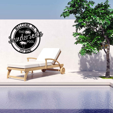 Beer Pool Metal Garden Sign - BrossHome Metal Wall Art