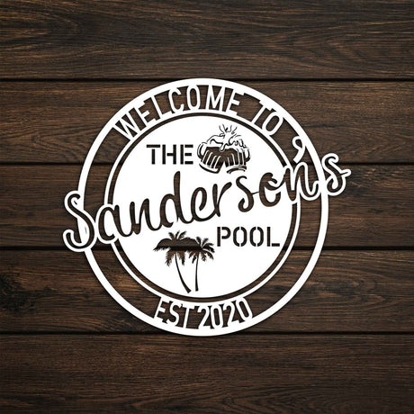 Beer Pool Metal Garden Sign - BrossHome Metal Wall Art