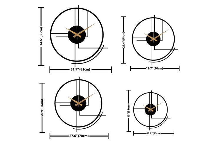 Black Large Minimalist Wall Clock - BrossHome Metal Wall Art