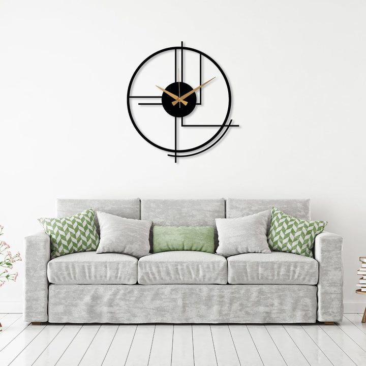 Black Large Minimalist Wall Clock - BrossHome Metal Wall Art