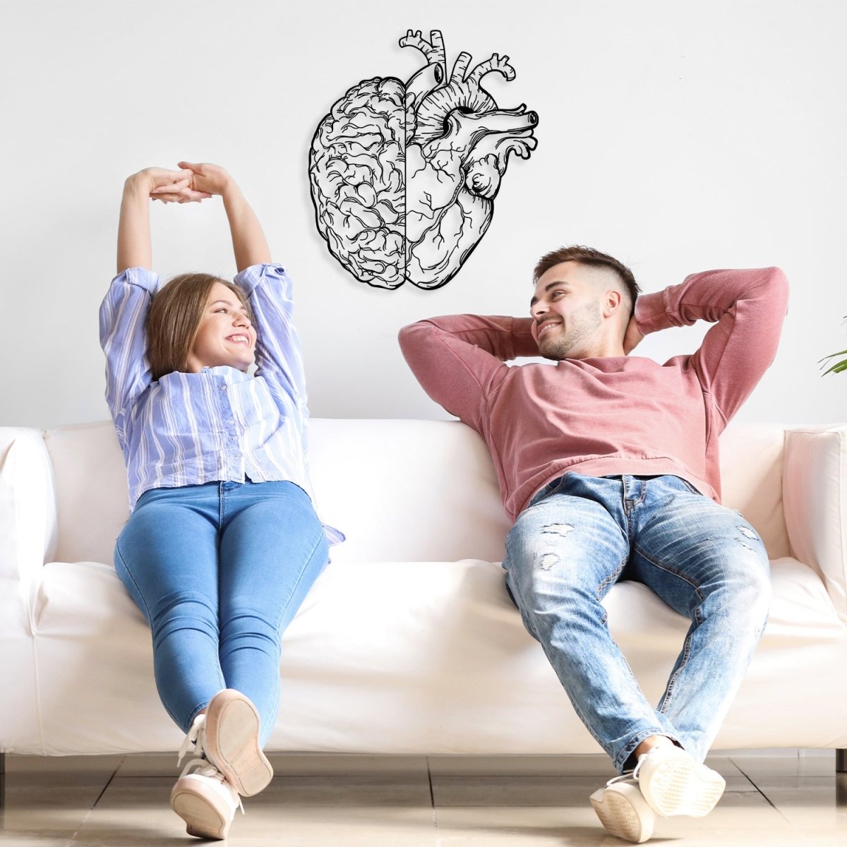 Brain and Heart Metal Wall Art - BrossHome Metal Wall Art