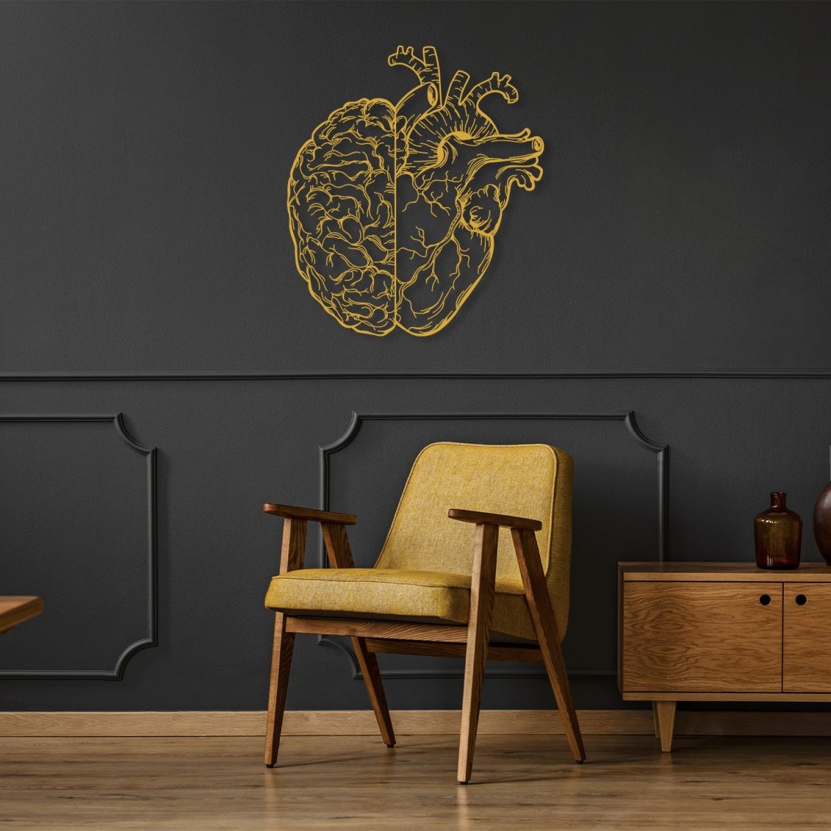 Brain and Heart Metal Wall Art - BrossHome Metal Wall Art