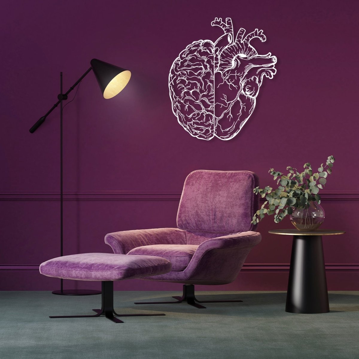 Brain and Heart Metal Wall Art - BrossHome Metal Wall Art