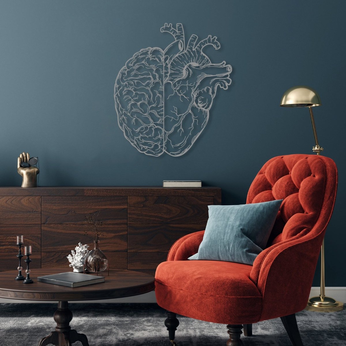 Brain and Heart Metal Wall Art - BrossHome Metal Wall Art