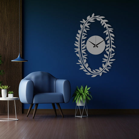 Branch Patterned Metal Wall Clock - BrossHome Metal Wall Art